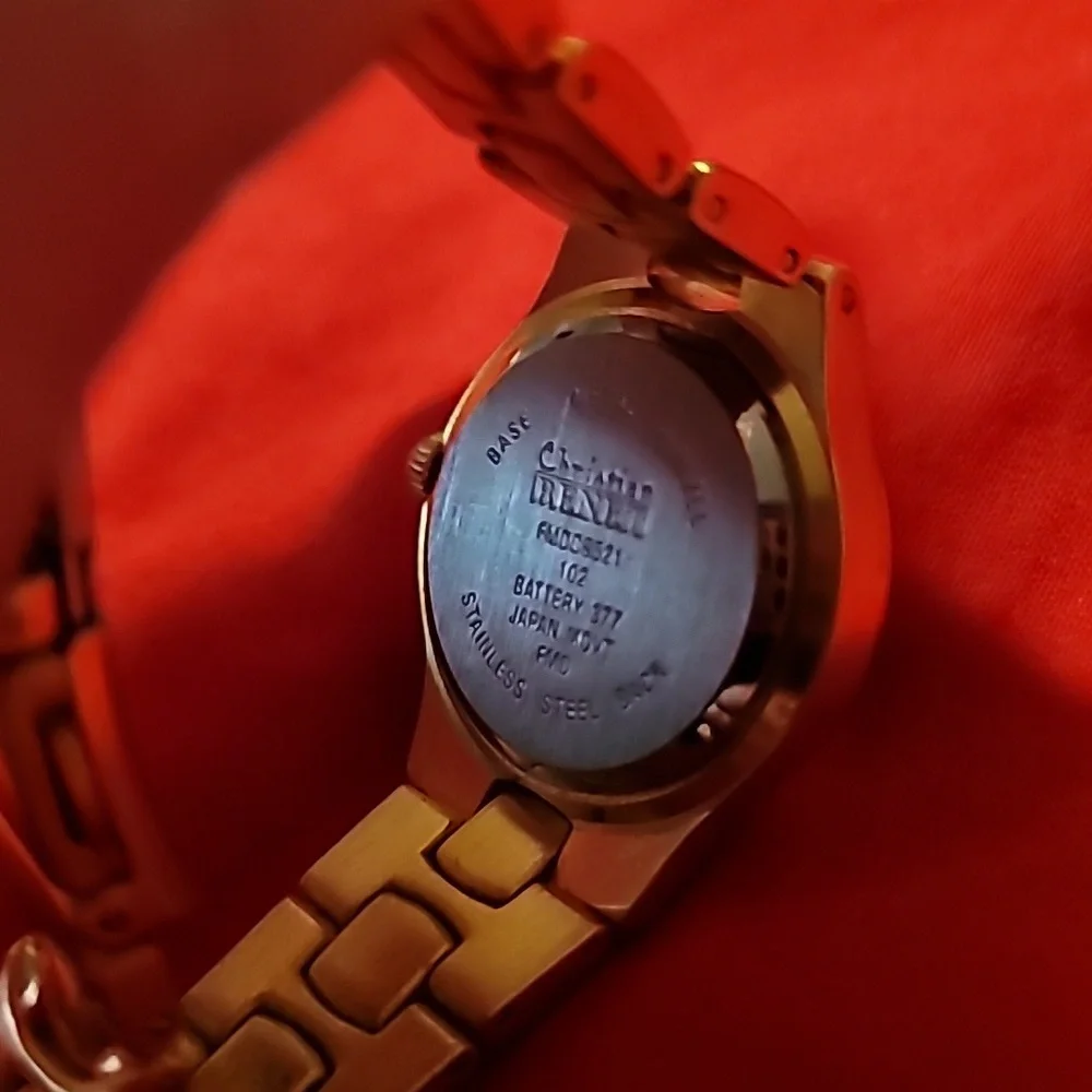 Christian Benet Goldtone Ladies Watch With Blue‎ Face & Crystals Wristwatch